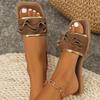 Hot Selling Versatile Women's Slippers Open Toe Summer Beach Comfortable Flat Bottom Square Toe Casual Outer Shoes for Women