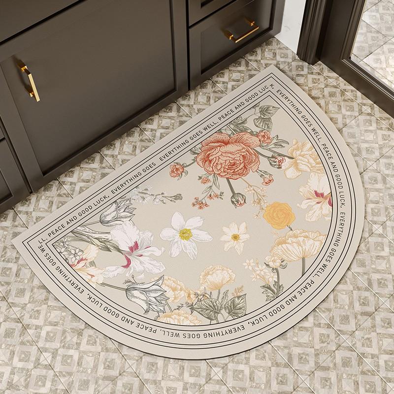 Bathroom Entrance Diatom Mud Floor Mat Semi-circular Anti-slip Quick-drying Foot Mat Bathroom Toilet Door Absorbent Household Carpet