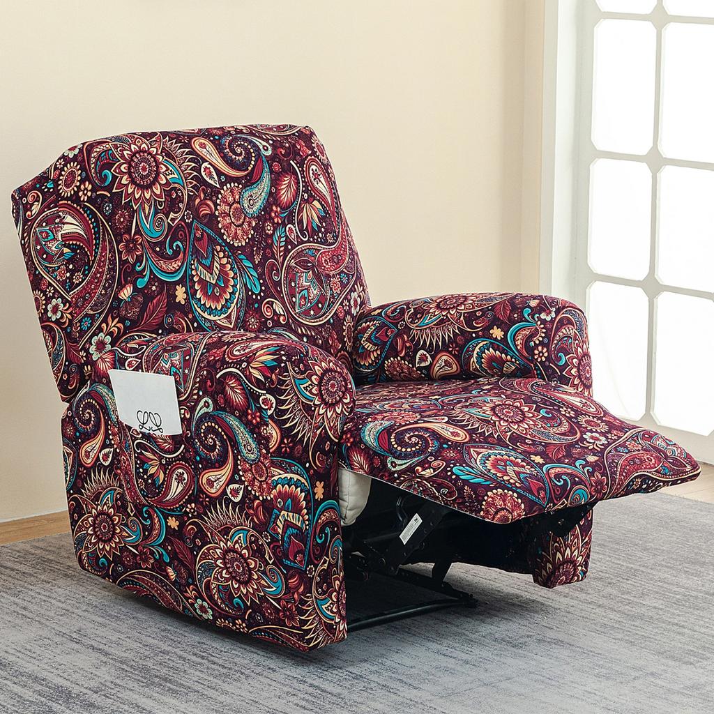 Sesselbezüge mit Taschen, bedruckt, floral, dehnbar, Sessel-Sofabezüge, rutschfeste Möbelprotektoren