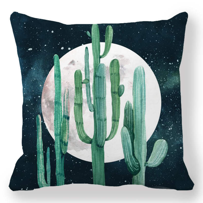 Indoor Home Bedroom Sofa Bed Chair Pillow Suite Room Aesthetic Art Cactus Succulent Plant Pillowcase