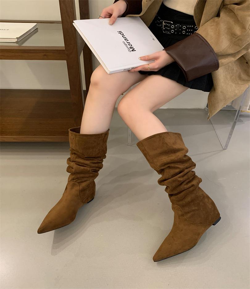 2025 Autumn and Winter New Fashion Versatile Women's Boots, Thin Pointed Stacking Boots, Long Boots, Thin Heels and High Boots