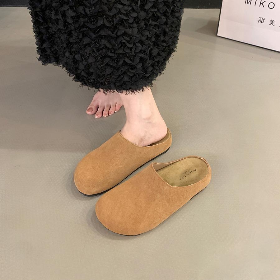 Niche Retro Platform Bag Head Half Slippers Women's Shoes Wear 2025 New Autumn One-pedal Shoes