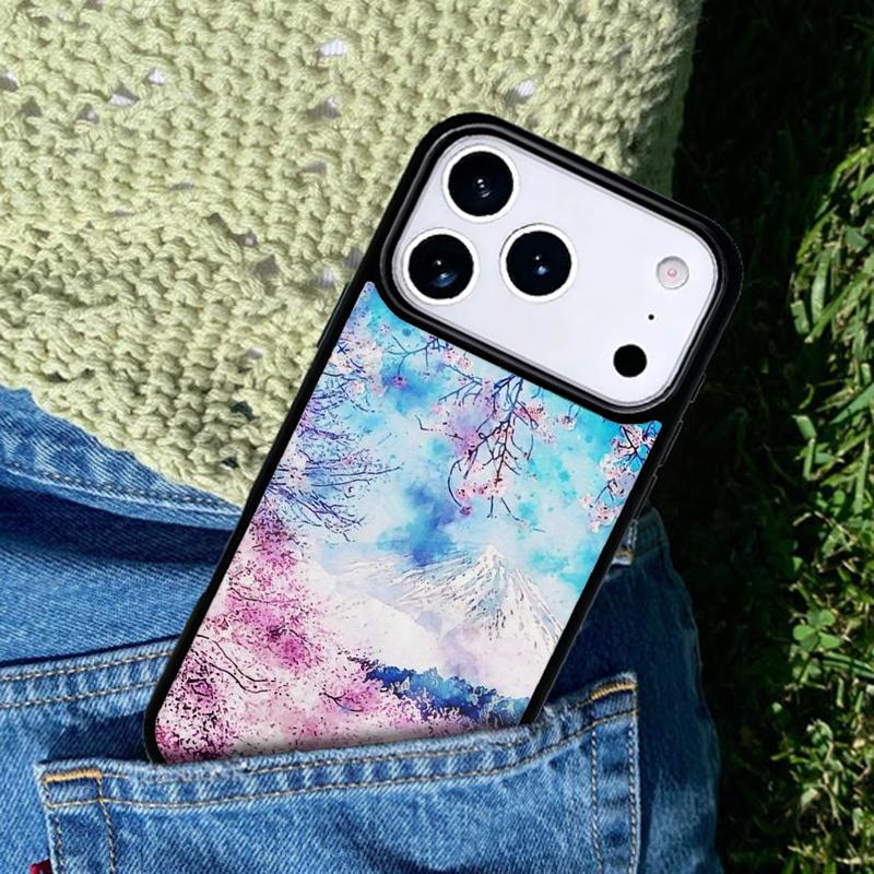 Coque de téléphone Fleur de Cerisier Fuji Compatible avec pour IPhone 17air 16e 15 14 13 12 11Pro Max 17 Air