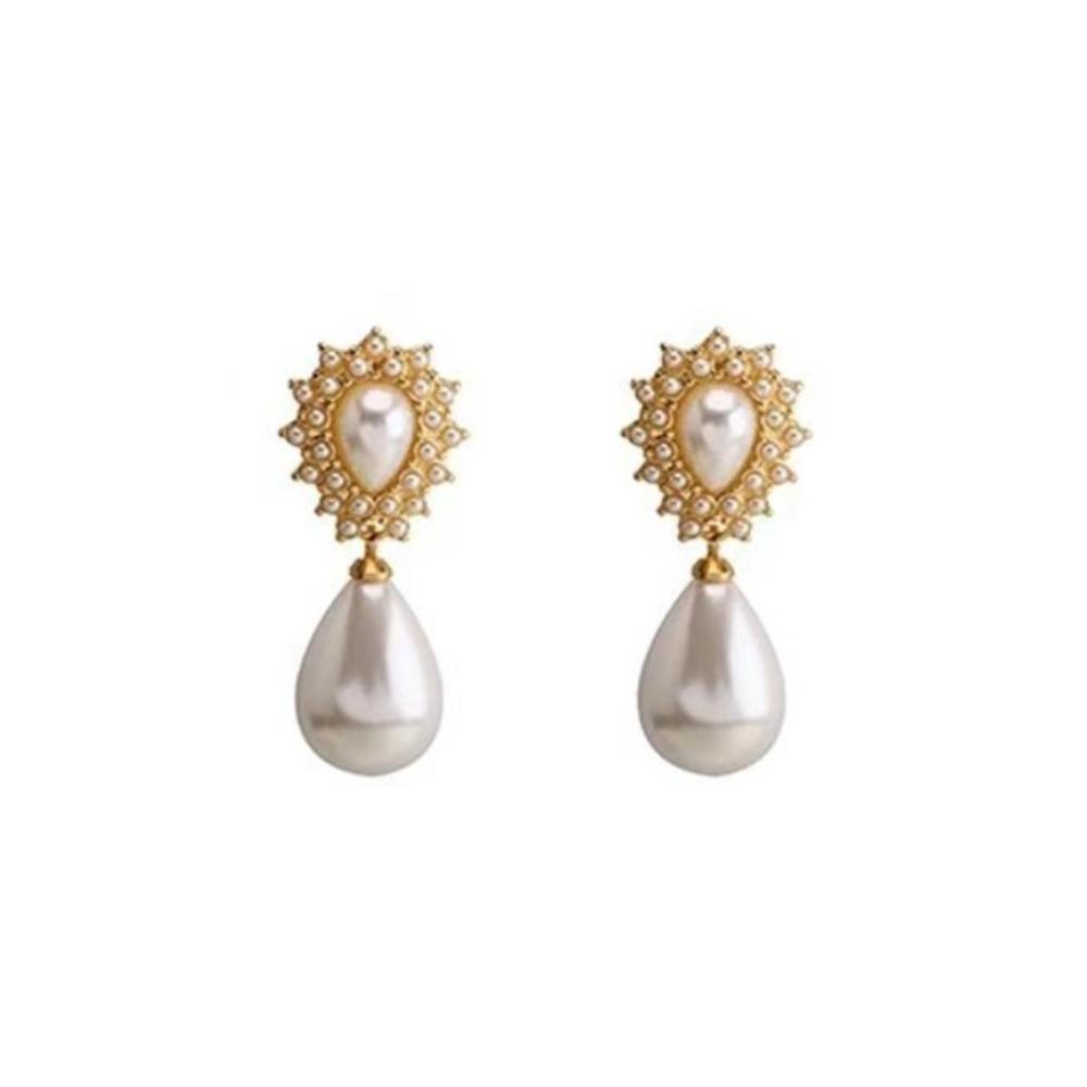 JMXD Baroque Style Pearl Earrings Vintage French  Luxury Bridal Drop Earrings for Women Fashion Wedding Jewelry Gift
