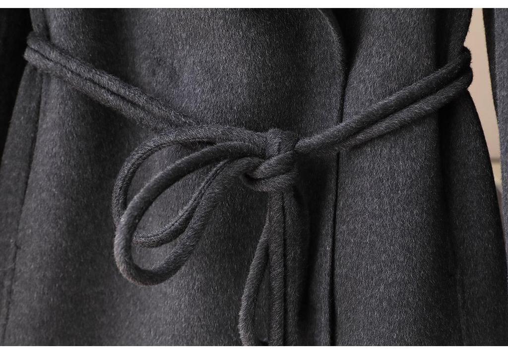 2026 Spring New Women's Double-Sided Wool Coat with Belt and Lapel.