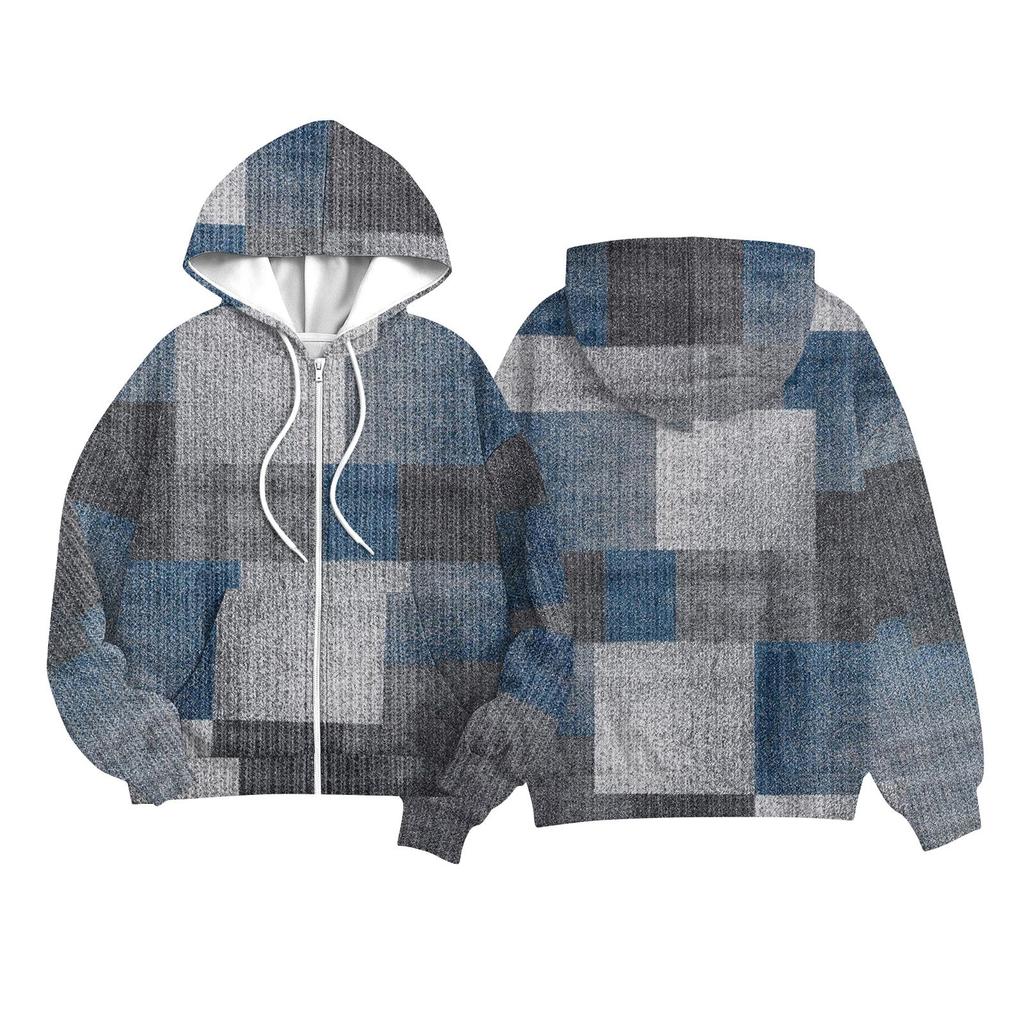 Children Girls And Boys Fashion Jacket Casual Printed Long-sleeved Hooded Cardigan Sweatshirts