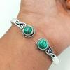 Malachaite Gemstone 925 Sterling Silver Plated Adjustbable Cuff Bangle FTRW-C2