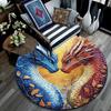 Dragon Artwork Round Area Rug,Carpet Rug for Living Room Bedroom Sofa Playroom Decor,Non-slip Floor Mat