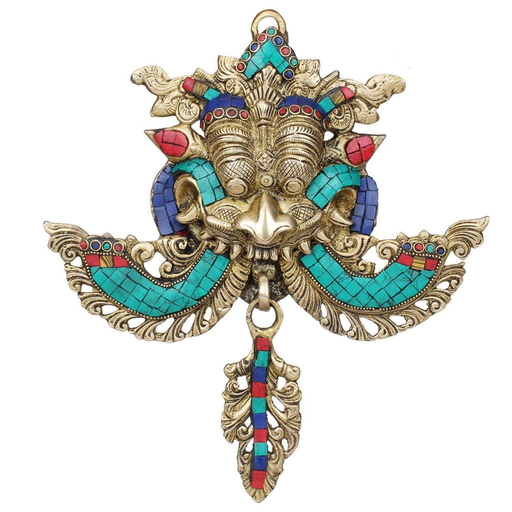 Brass Nazar Battu for Home Entrance Evil Eye Protector Door Knocker with Multicolor Stone Work,