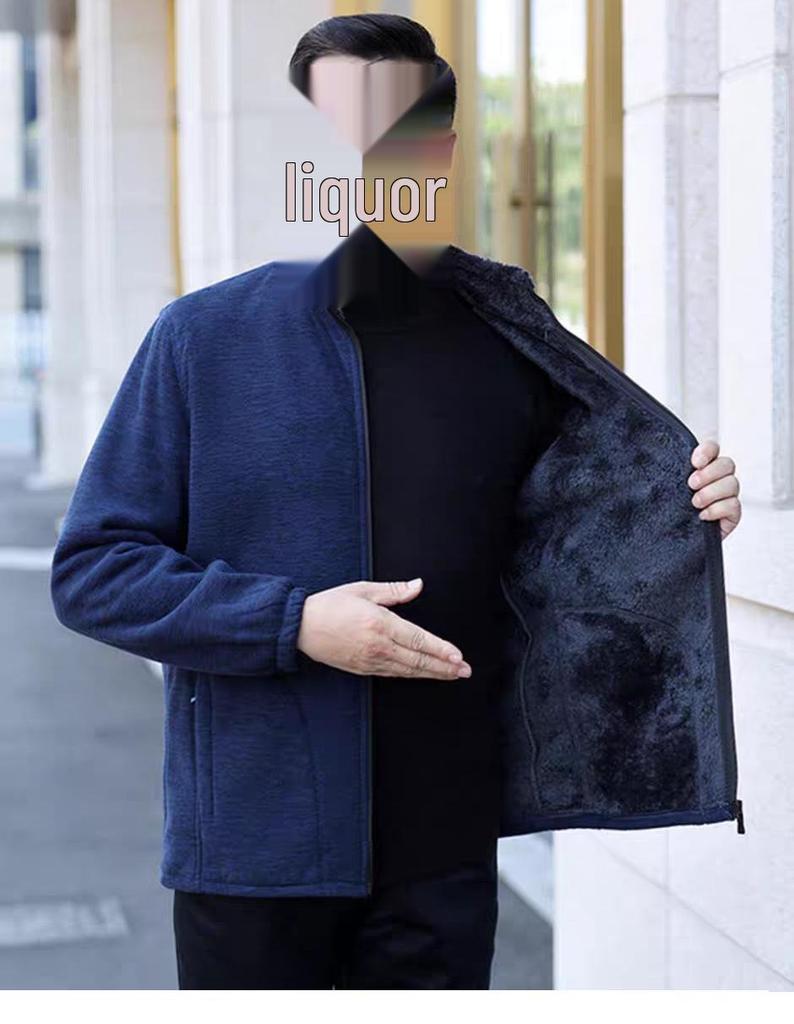 Men’s Winter Fleece Outerwear: Plus Velvet Sweatshirts for Middle-Aged and Elderly Dads and Grandpas