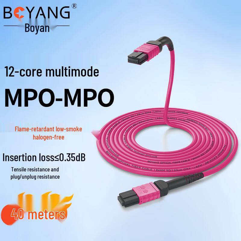 

Boyang 12-Core MPO-MPO OM4 Multimode Fiber Optic Patch Cable