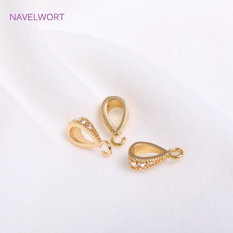 Multi Shapes Pendant Bail Connectors,18K Gold Plated Inlaid Zircon Pendant Clasps For Jewelry Making,Spacer Beads Accessories