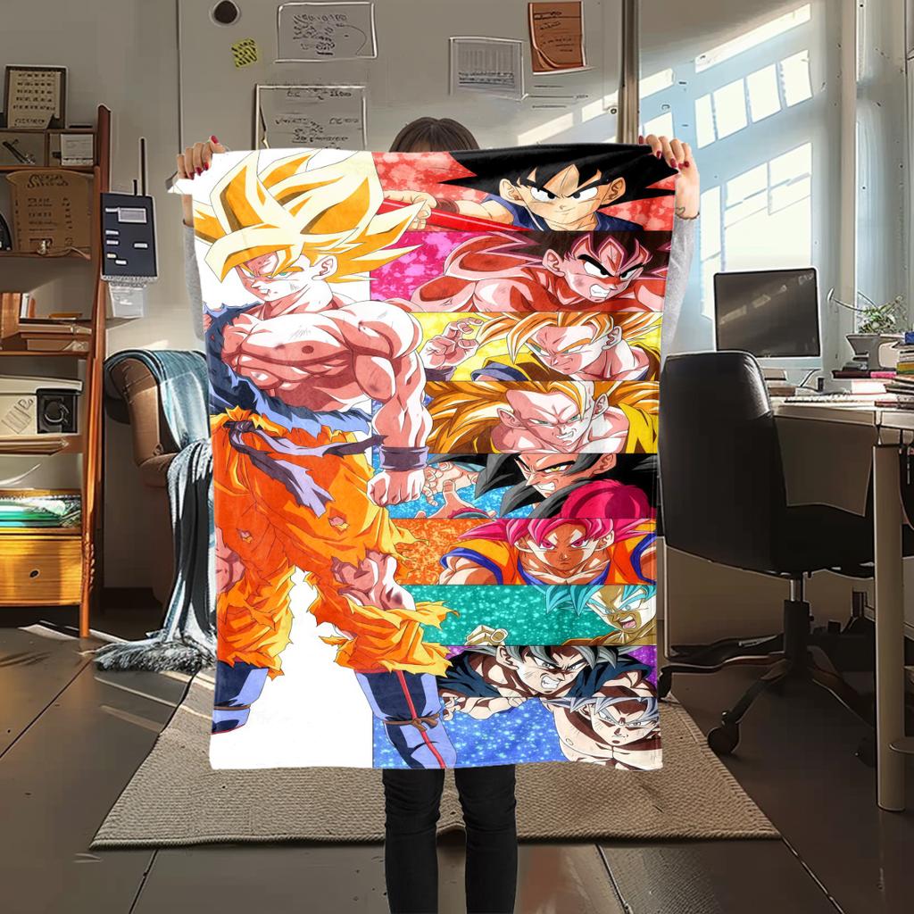 1PC Son Goku  Print Flannel Blanket, High quality All Seasons, Home Decor, Warmth and Comfort, Perfect for Christmas Gifts