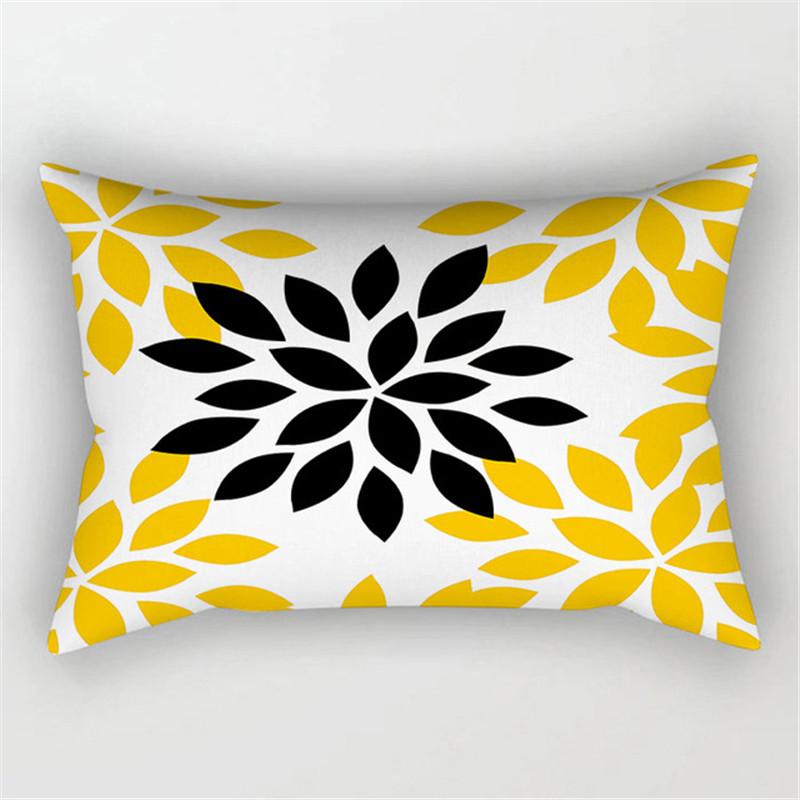 XUNYU Rectangular Polyester Print Pillowcase Yellow Geometry Home Cushion Cover Waist Pillowcase Car Chair Pillow Cover CE02