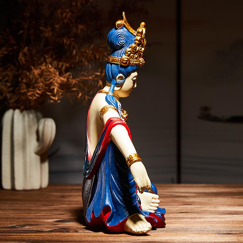 Water Moon Avalokiteshvara Statue Chinese Zen Craft Buddha Figurine for Home Decor Worship