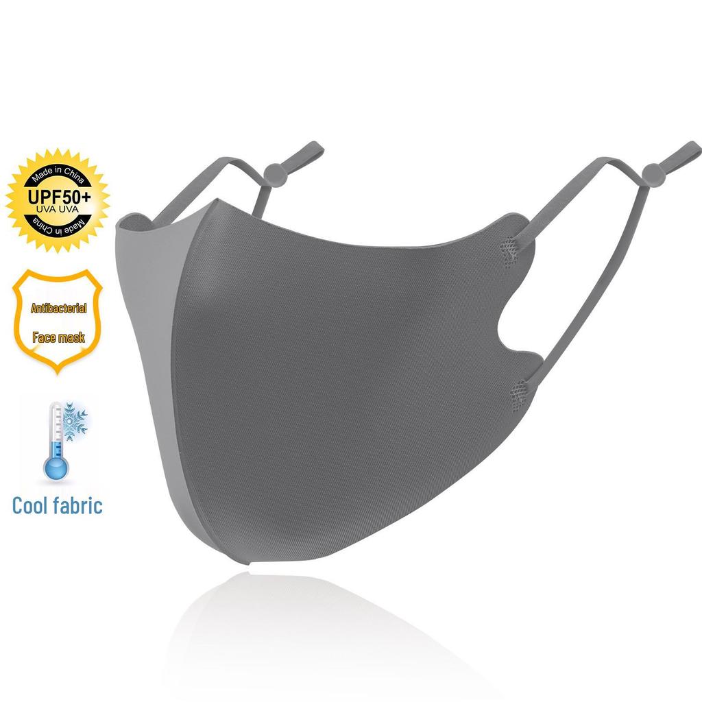 Ice Silk Breathable Sunscreen Mask with Logo - Solid Color, Ear Loop Design