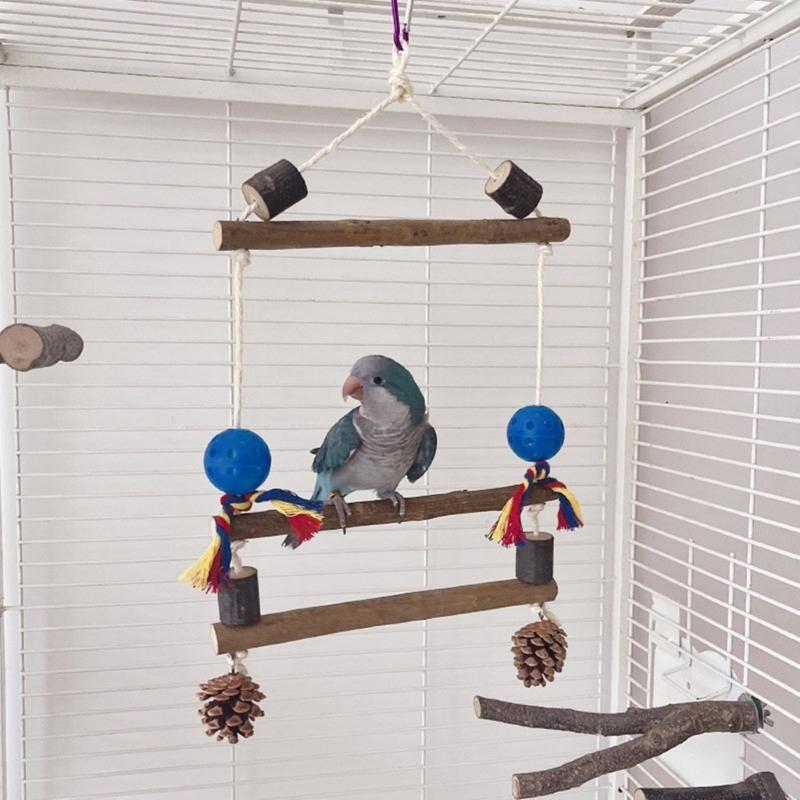 Bird Perches Cage Toy Wood Bird Perches Lovebird Cage Decoration Interactive Cage Accessories for Parakeets, Lovebirds