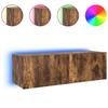 Wall Mounted TV Cabinet with RGB LED Lights Smoked Oak Finish 100 x 35 x 31 cm