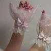 Nail Photo Equipment Short Bow Mesh Wrist Fake Sleeves Bride Decorative False Cuff Tulle Item Nail Art Take Picture Background