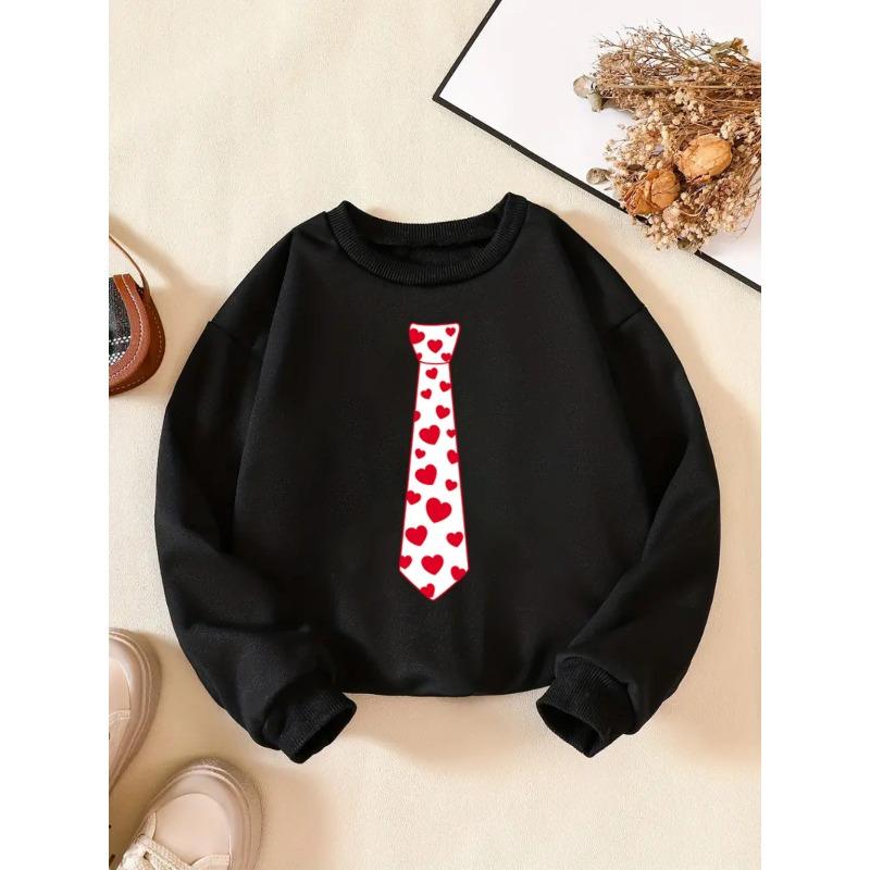 Kids Sweatshirt Crew Neck Sweatshirt, Casual with Alphabet Pattern, Loose Fit Long Sleeve Pullover for Daily Wear
