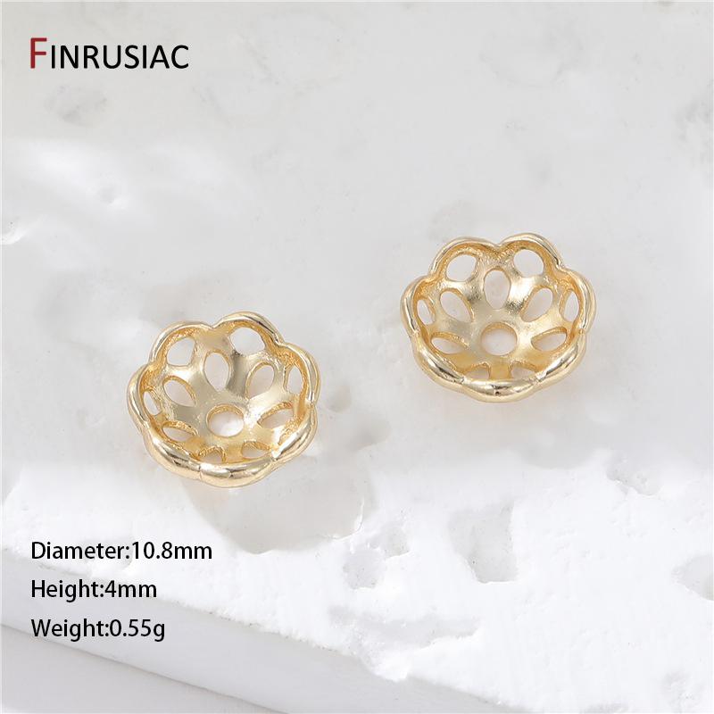 14K Goldplattiertes Messing Hohlblumenperlenkappen Endkappen Für Schmuckherstellung Zubehör Diy Fundstücke Zubehör