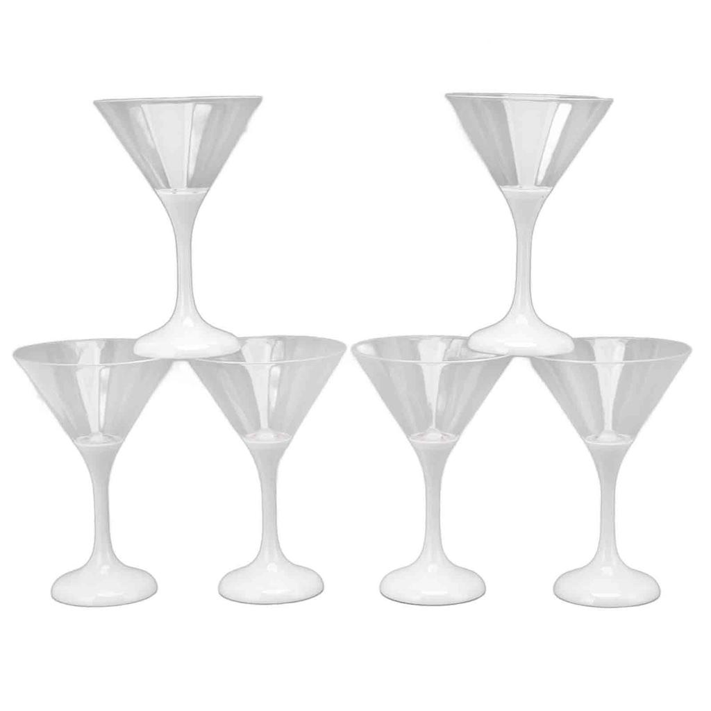 6 ks LED svítících blikajících plastových sklenic na Martini 210ml LED koktejlové sklenice se stopkou Párty rekvizita Svítící pohár