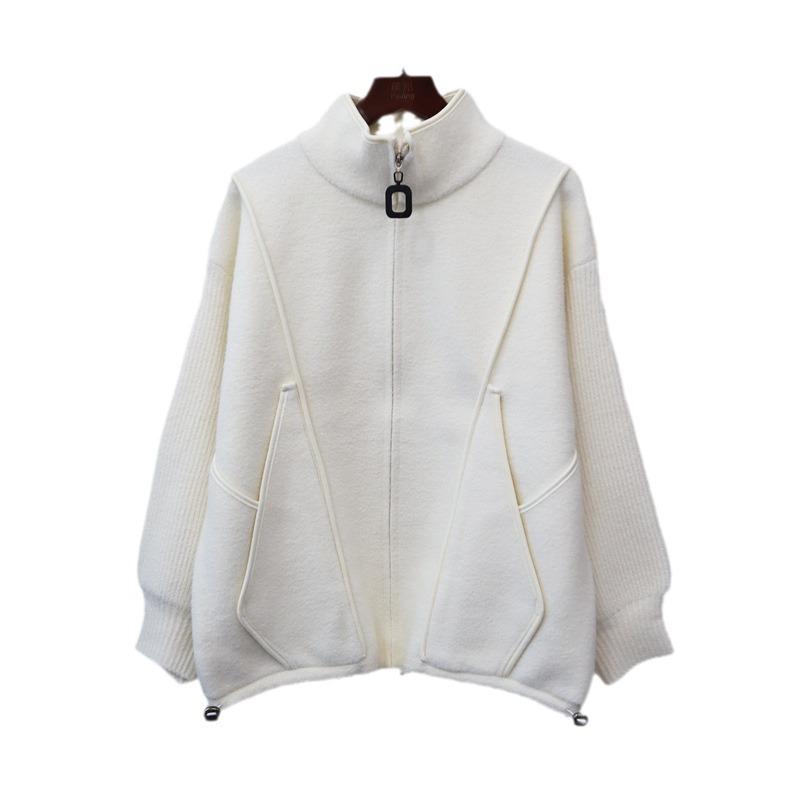 Autumn and Winter New Zipper Casual Versatile Knitted Double-sided Coat Loose Temperament Sweater Cardigan Women