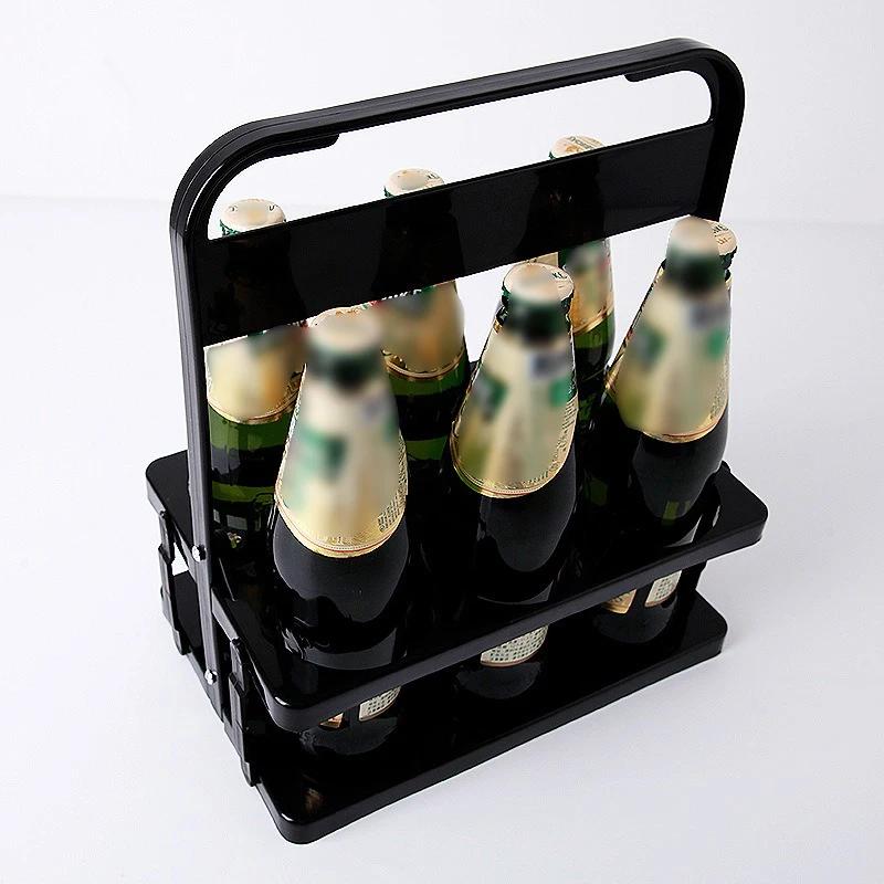 Portable Foldable Plastic Beer Rack Durable Cup Organizer Wine Rack Beer Bottle Holder Beverage Basket Reusable Cocktail Rack