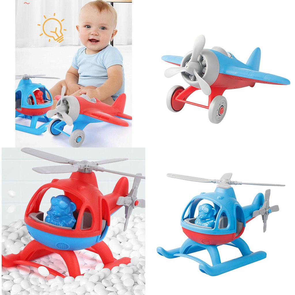Durable Plastic Aircraft Model Toy Cartoon Beach Airplane Wwii Fighter Jet Helicopter Red/blue