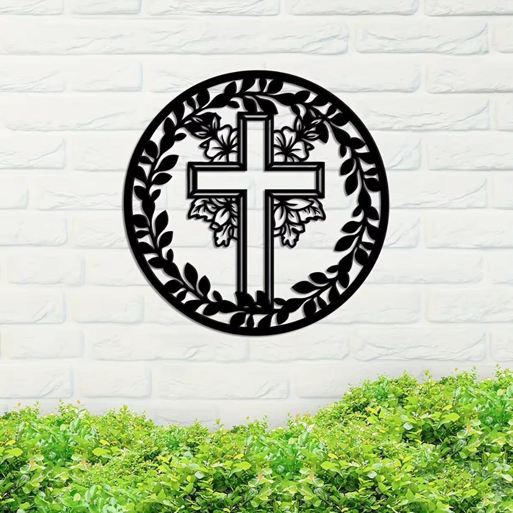 Charming Easter Cross Wreath Sign - Front Door Easter Decor. Delightful Outdoor Easter Wreath and Ornament Pendant