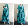 Women's Thin Cotton and Linen Loose Artistic Dress Retro Long Robe