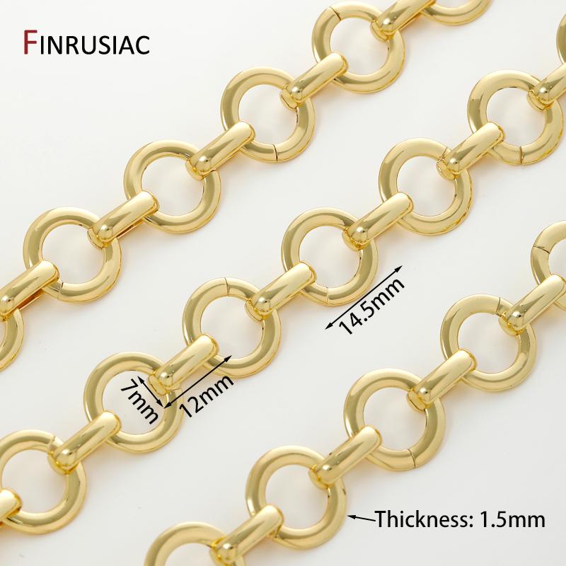 

18K Gold Plated Brass Large Round Chain for Jewelry,14.5mm Rolo Cable Chain for DIY Handmade Necklace Bracelet Making Supplies 0.5 meter