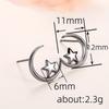 A Pair of Star and Moon Student Earrings, In A Simple Style. Star and Moon Earrings with The Same Luster Are Suitable for Daily Wear