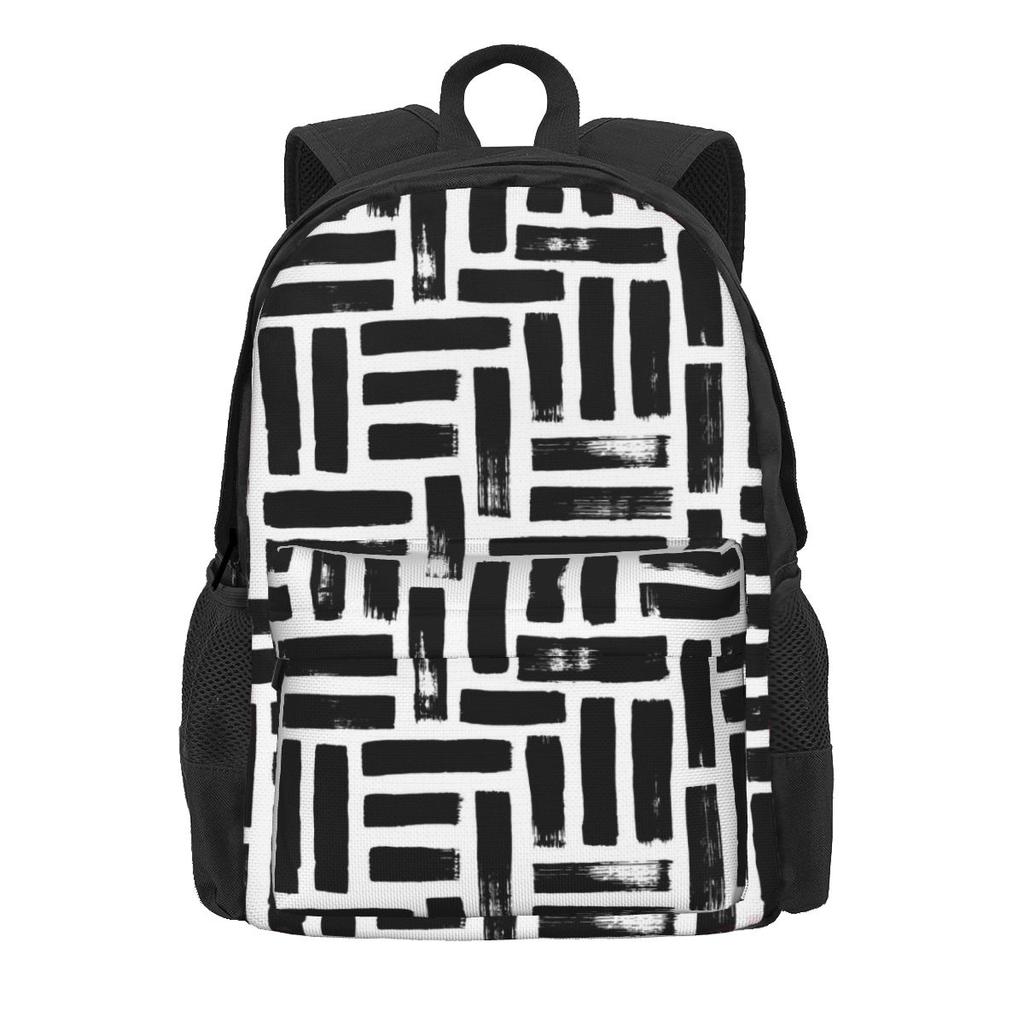 Black And White Striped Backpack Abstract Lines Stylish Backpacks Women Men Sport Pattern School Bags High Quality Rucksack