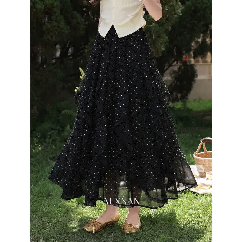 Lu Xiangnan Polka Dot A-line Midi Skirt S