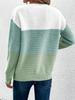 Autumn and winter crew neck splicing versatile striped sweater women's lazy style top loose large size pullover knitted sweater