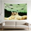 UFO Alien Cat MultiScene Decorative Tapestry for Living Room Bedroom Office Bar Party Wall Art MultiSize Flat Print Design