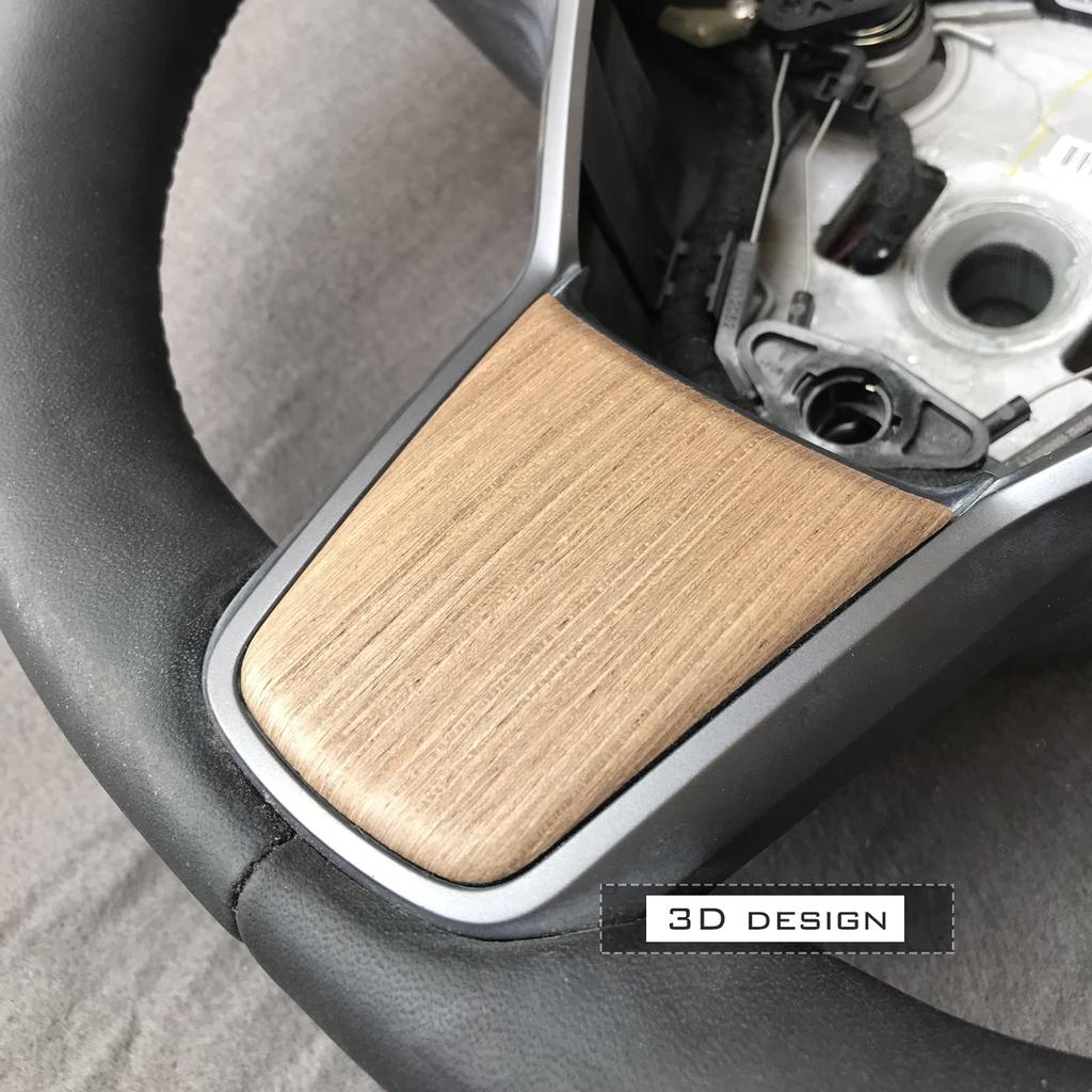 Leeogench Real Wood Tesla Steering Wheel Cover - Model 3 & Y Interior Decoration Wrap Kit - Open Pore