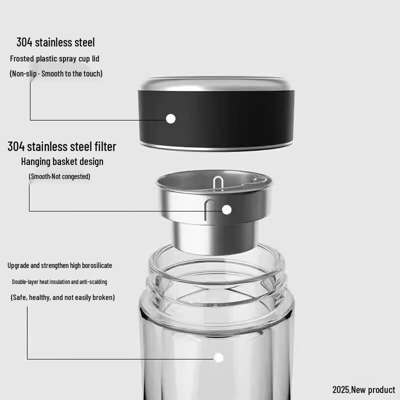 FUGUANG Double Wall Glass Tea Infuser Mug