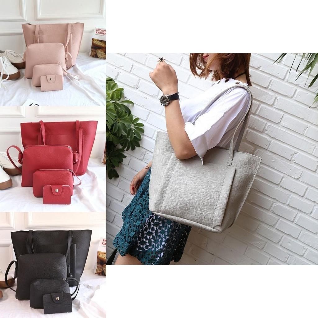 Exquisite Handbag Set For Women With Lychee Pattern In 4 Pieces