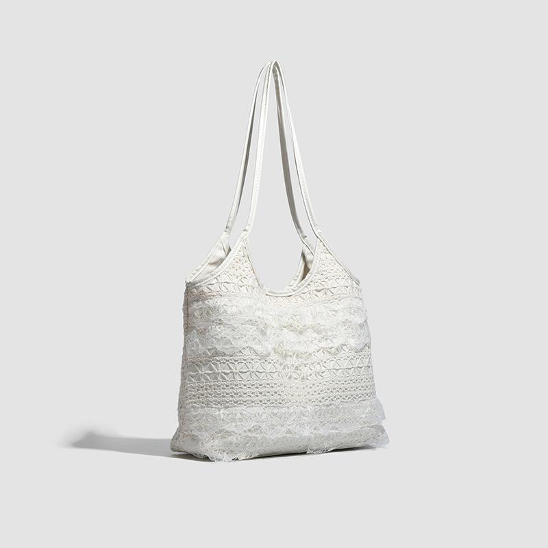 Summer Vacation Fairy Lace Mesh Underarm Portable Shoulder Bag Commuter Large Capacity Tote Bag Girl