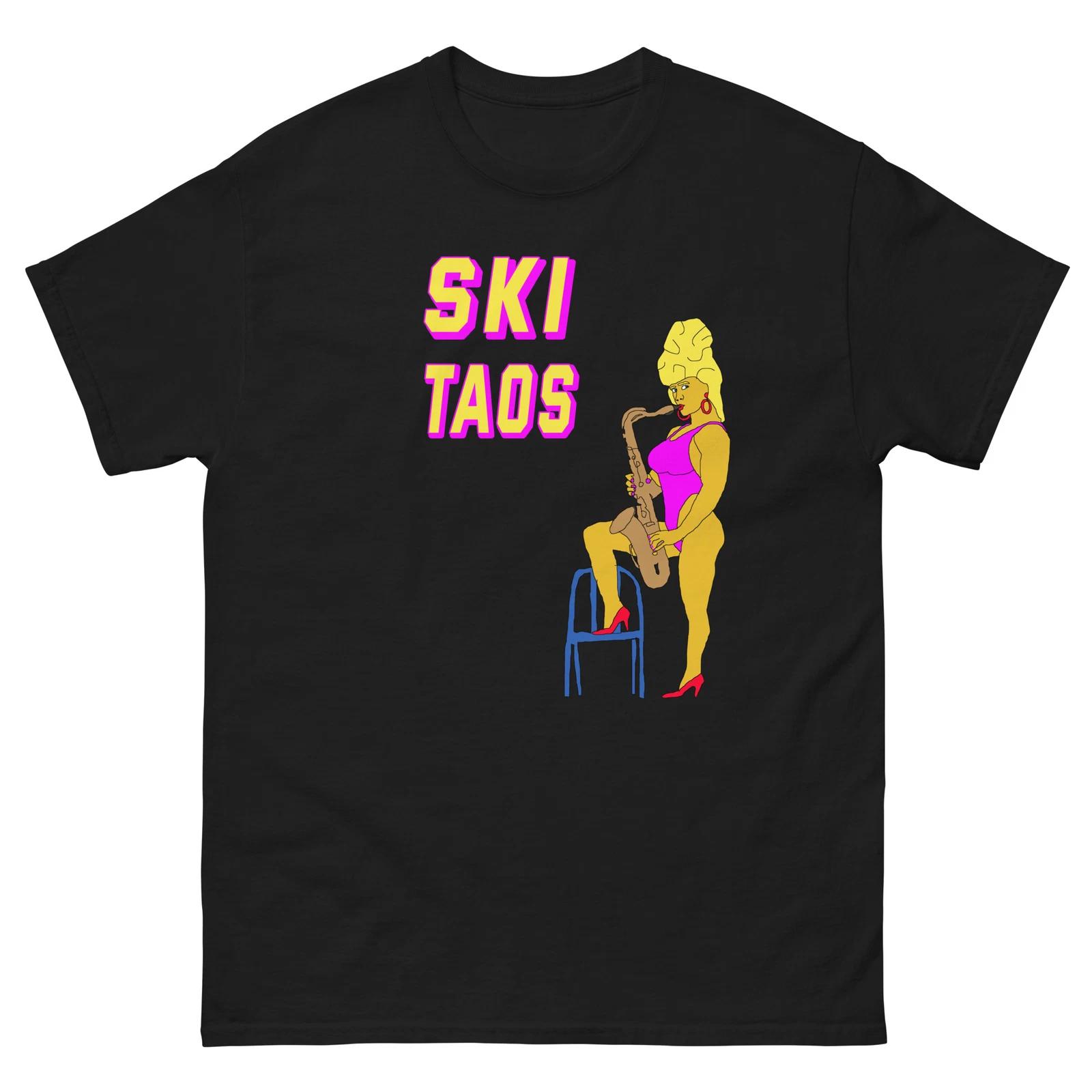 Taos Ski Saxophone Lady Skier Skiing T-Shirt S