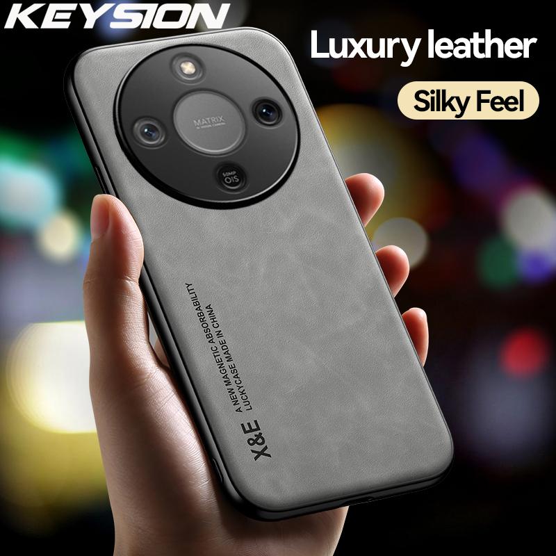 KEYSION Luxus Retro PU Bőr Telefon Tok HONOR X9d 5G-hez Puha Szilikon+PC Ütésálló Telefon Hátlap Huawei Magic 8 Lite-hoz