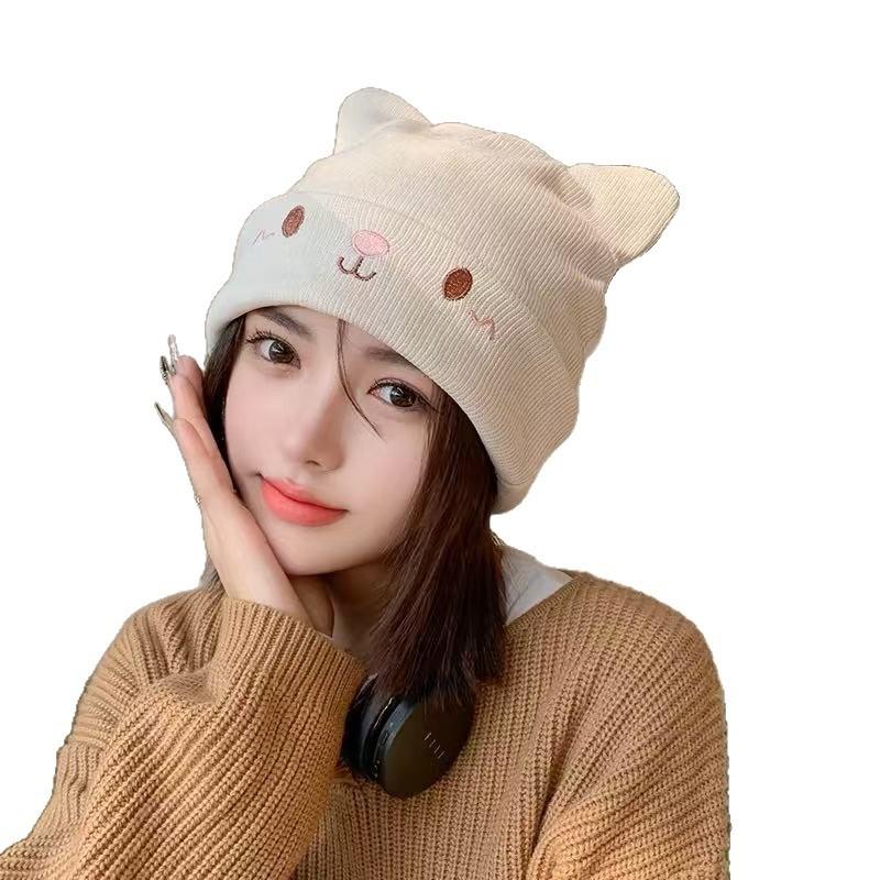 Confinement Hat Postpartum Pregnant Women Autumn and Winter Hat Women's Bag Head Winter Knitted Hat Wool Hat Show Face Little Cute Cold Hat