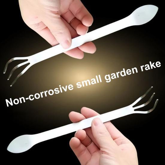 2 Pcs Bonsai Tree Root Rake 3-Prong Stainless Steel Hand Rake Home Gardening Mini Rake for Loosening Soil Potted Plants