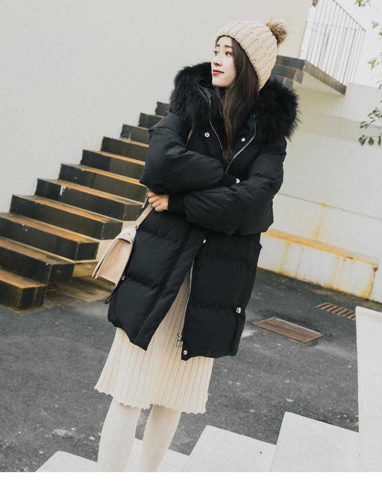2026 Mid-Length Women's Winter Puffer Jacket with Big Fur Collar - Cotton Coat, Korean Style