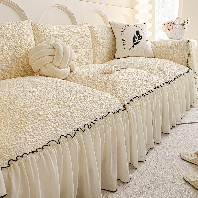 French Cream Wind Sofa Towel Universal In All Seasons 2025 New Seersucker a Whole Sheet of Non-slip Seat Cushion Cover Cloth