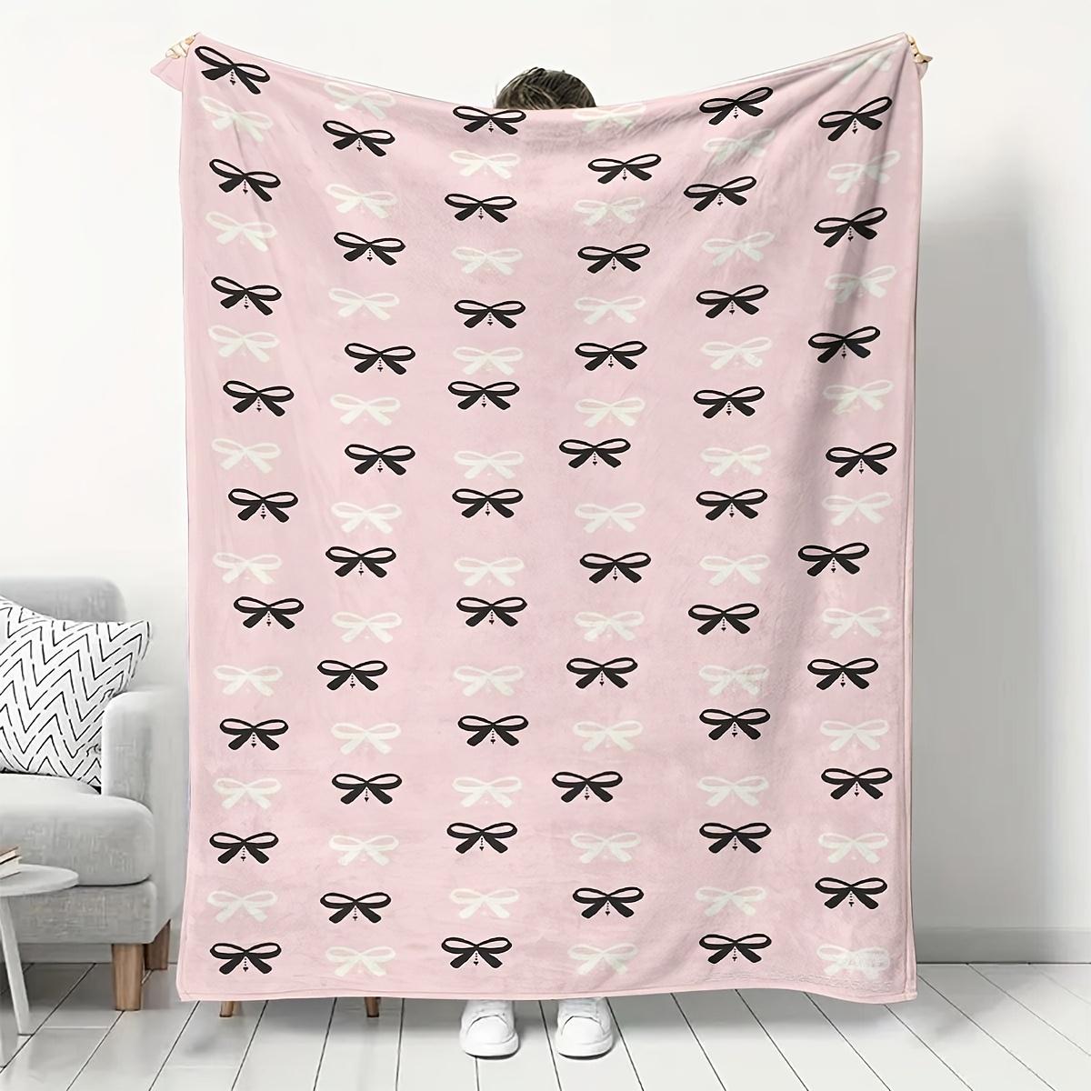 

Hypoallergenic One-Piece Modern Bow Flannel Blanket - Stain Resistant, All Seasons Multi-Use Blanket -Digital Print, Knit Fabric 100x150cm