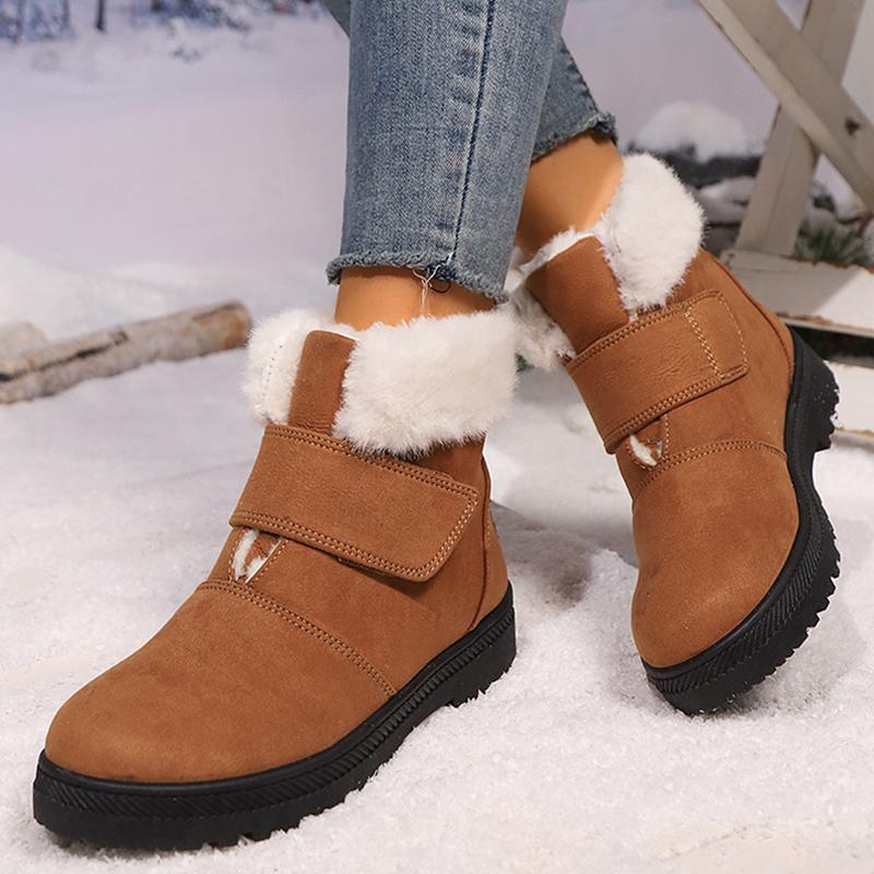 Lucyever Faux Fur Platform Snow Boots Women Non Slip Faux Suede Winter Booties Mujer Keep Warm Ankle Boots Woman Plus Size 44