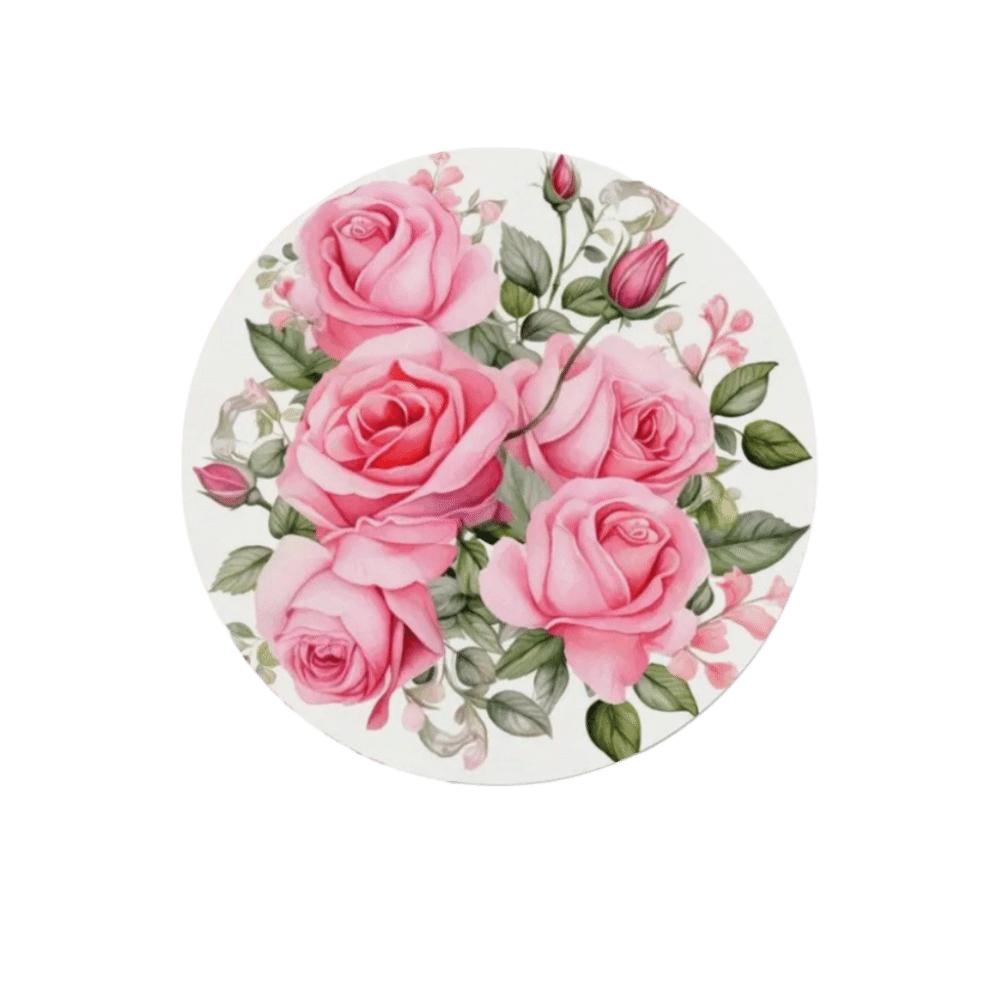 Rutschfeste Blumen-Leinen-Tischmatte Hitzebeständige Runde Esstischmatte Florale Vögel Tischuntersetzer Handwerk